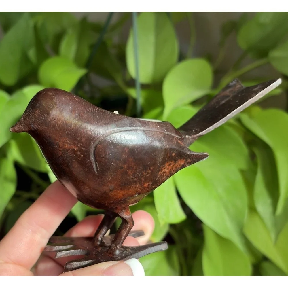 Metal Cast Iron Bird Decor Candle Holder Tealight India Burnished Brown Rustic‎